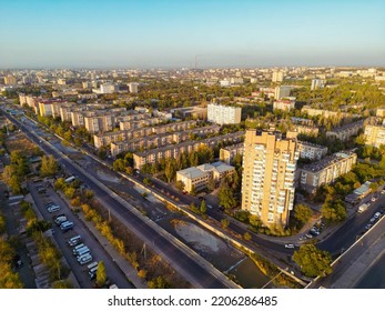 Bishkek, Kyrgyzstan - September 25, 2022: Aerial View Of Bishkek City Kyrgyzstan. Soviet Architecture