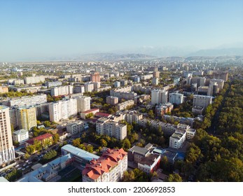 Bishkek, Kyrgyzstan - September 25, 2022: Aerial View Of Bishkek City Kyrgyzstan