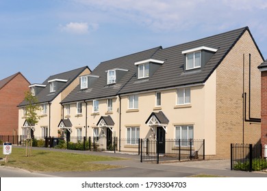 Bishop's Stortford, Hertfordshire. England. UK. August 10th 2020. New Build Homes In The New Stortford Fields Housing Estate Development.