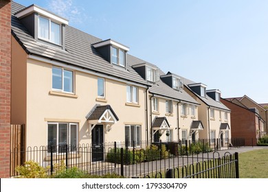 Bishop's Stortford, Hertfordshire. England. UK. August 10th 2020. New Build Homes In The New Stortford Fields Housing Estate Development.