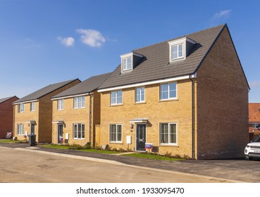 Bishop's Stortford, Hertfordshire. England. UK. March 9th 2021. Detached New Build Homes In The Stortford Fields Housing Development.