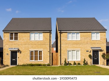 Bishop's Stortford, Hertfordshire. England. UK. March 9th 2021. Detached New Build Homes In The New Stortford Fields Housing Development.