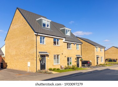 Bishop's Stortford, Hertfordshire. England. UK. March 9th 2021. Semi Detached New Build Homes In The New Stortford Fields Housing Development.