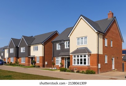 Bishop's Stortford. Hertfordshire. UK. March 22nd 2022. Row Of Detached New Build Homes In The Stortford Fields Housing Development.