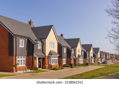 Bishop's Stortford. Hertfordshire. UK. March 22nd 2022. Row Of Detached New Build Homes In The Stortford Fields Housing Development.