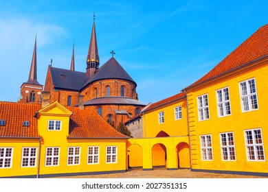 Bishops Yard Of Roskilde Cathedral In Denmark . Scandinavian Medieval Architecture 