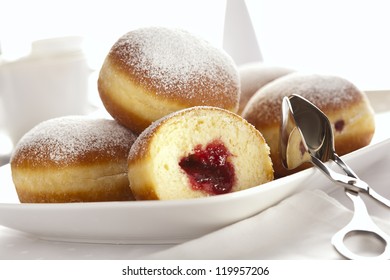 Bismarck Donuts Filled With Raspberry Jam