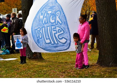 Bismarck, ND  Protestors Of The Dakota Access Pipe Line Gather At The State Capitol Saturday Afternoon  Oct 29, 2016 To Protest Pipeline Construction 