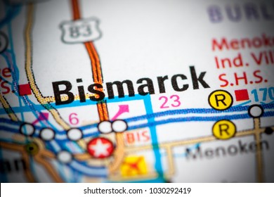 Bismarck. North Dakota. USA On A Map.