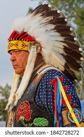 BISMARK, NORTH DAKOTA, September 8, 2018 : Portrait At The 49th Annual United Tribes Pow Wow, One Large Outdoor Event That Gathers 900 Dancers And Musicians Celebrating Native American Culture.