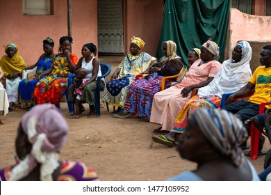 Bissau, Republic Of Guinea-Bissau - February 8, 2018: Group Of Women At A Community Meeting In The City Of Bissau, In Guinea-Bissau, West Africa