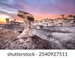 Bisti Badlands, New Mexico, USA at Valley of Dreams after sunset.