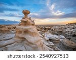 Bisti Badlands, New Mexico, USA at Valley of Dreams after sunset.