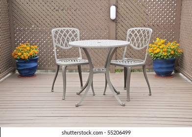 Bistro Table And Chairs On The Deck