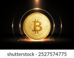 Bitcoin 3d illustration of futuristic space effect