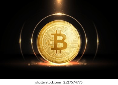 Bitcoin 3d illustration of futuristic space effect