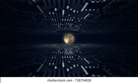 Bitcoin. Blockchain technology. Mining of crypto-currencies.