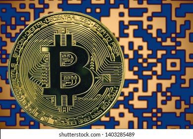 bitcoin btc coin crypto currency on the background of crypto code