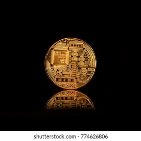 Bitcoin BTC the new virtual internet Cryptocurrency isolated on black background. Concept of future currency. - Shutterstock ID 774626806