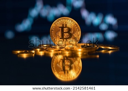 Bitcoin. Bitcoin chart background concept. Crypto money news concept idea. Cryptocurrency trading from stock market