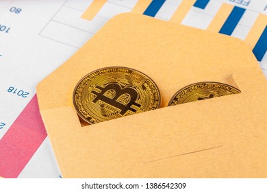 bitcoin and chart. close up