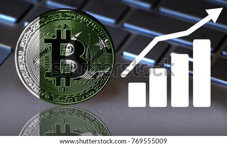 Bitcoin Closeup On Keyboard Background Pakistan Stock Photo Edit - 