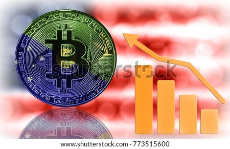Bitcoin close-up on the keyboard background, the Christmas Island flag is shown on the bitcoin.