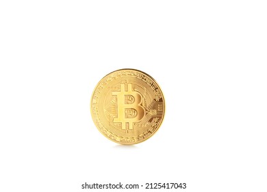 Bitcoin Coin Crypto Money Isolated On White Background. Business Concept. Top View