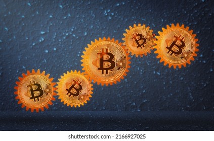 Bitcoin Cryptocurrency Blockchain Gears Teamwork Machine