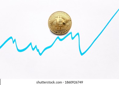 Bitcoin Cryptocurrency. Bitcoin Coin Growth Chart On The Exchange, Chart