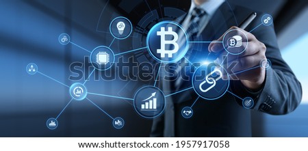 Bitcoin cryptocurrency growth stock market trading financial technology concept.