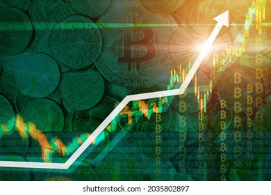 Bitcoin Cryptocurrency Market Price Rebound Reaching High Value Recovered Climb Back Toward Hitting A Record To Target Ceiling Concept