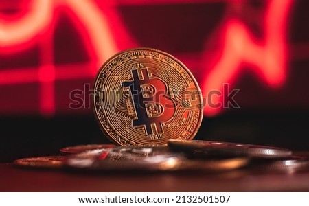 bitcoin cryptocurrency value are falling down, crypto crisis, crypto bubble. 