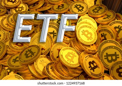 Bitcoin ETF Concept, Blockchain ETF, 3D Rendering