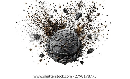 Bitcoin exploding into pieces isolated on whitebackground