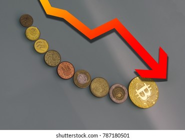 bitcoin with falling red graph