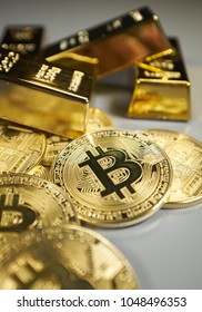 Bitcoin  and gold background