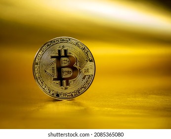 Bitcoin gold coin. Cryptocurrency virtual money BTC. Blockchain technology, Bitcoin mining concept. Stock Market Concept