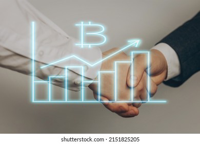 
				bitcoin histogram, business people shaking hands in office. business people shaking hands on white background