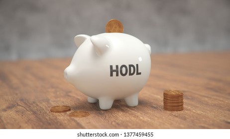 Bitcoin in HODL Piggy Bank - Shutterstock ID 1377459455