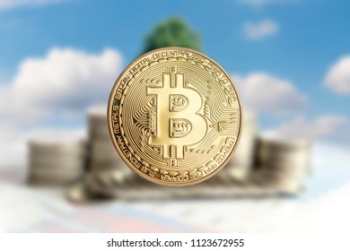 bitcoin on business background