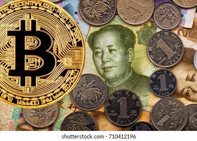 Bitcoin On A China Money Background