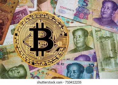 Bitcoin On A China Money Background