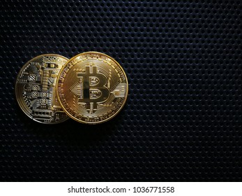 bitcoin on the steel background.bitcoin - Shutterstock ID 1036771558