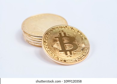 Bitcoin on white background - Shutterstock ID 1099120358