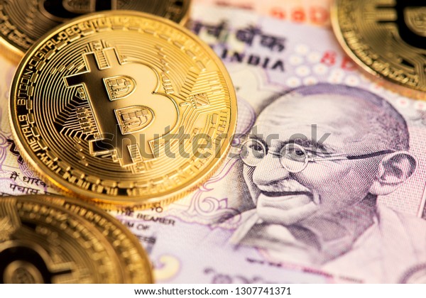 !   Bitcoin Virtual Money On Indian Money Stock Photo Edit Now 1307741371 - 