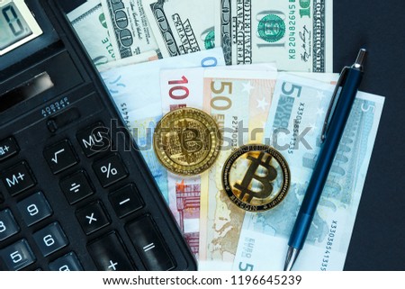 Bitcoins Crypto Currency Next Calculator Pen Stock Photo Edit Now - 