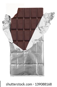 Bite Dark Chocolate Bar Isolated White Background