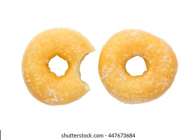 Bite Mark On Homemade Donut With Clipping Path