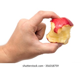 bitten apple in hand